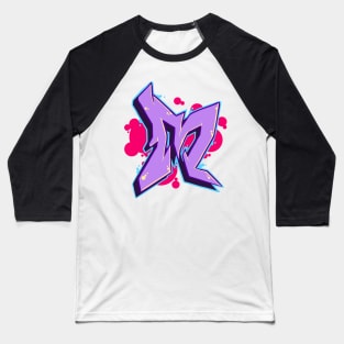 Letter M - Graffiti Street Art Style Baseball T-Shirt